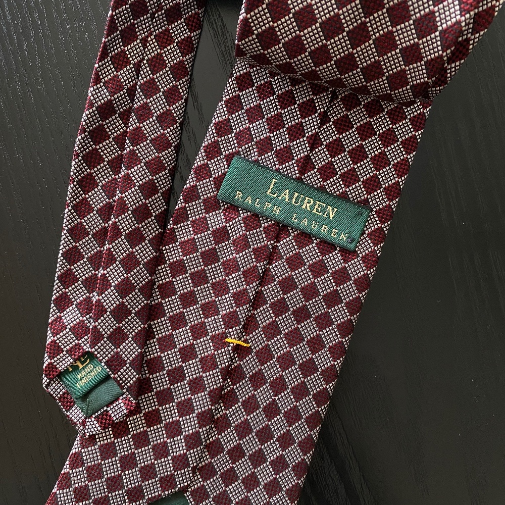 Lauren Ralph Lauren Men's 100% Silk Red, White, And Black Tie - Picture 2 of 3